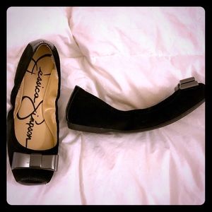 Black metal big bow ballet flats - Jessica Simpson